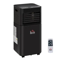 HOMCOM Ar Condicionado Portátil 5000BTU 4 em 1 Desumidificador Refrigerador R290 Móvel com 2 Velocidades Controlo Remoto Ecrã LED Temporizador 30,5x32,5x68cm Preto(m-1)
