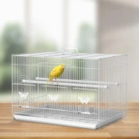 PawHut Gaiola para pássaros 60x41x41cm Aviário com 2 poleiros e 3 portas para pássaros pequenos Canários Papagaios de metal branco(m-2)