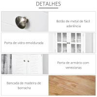 HOMCOM Armário de cozinha  Armário aparador com 2 portas  2 gavetas e prateleira aberta para microondas 68x39,5x170 cm branco(m-7)