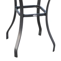 Outsunny Mesa de vidro temperado com bordas arredondadas  para pátio Terraço Varanda 68,5x68,5x84 cm  Preto e translúcido(m-9)