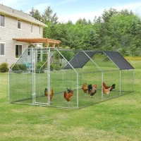 PawHut Galinheiro ao ar livre Gaiola para aves domésticas de metal galvanizado com fechadura e cobertura Oxford 280x570x195cm(m-12)
