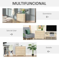 HOMCOM Cómoda com 4 Gavetas Cómoda Auxiliar de Armazenamento Moderna para Dormitório Corredor Sala de Estar 76x35x72cm Carvalho e Branco(m-6)