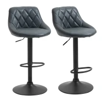 HOMCOM Conjunto de 2 Bancos de Bar Giratórios com Altura Ajustável Bancos Altos Moderno de Cozinha com Base Redonda e Apoio para os Pés 51,5x48x83-104cm Preto(m-1)
