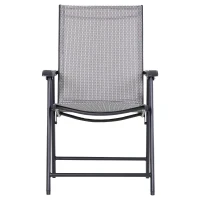 Outsunny Conjunto de 2 cadeiras dobráveis Com apoio de braços para varanda Jardim Terraço Carga 100kg 58x64x94 cm Cinza(m-8)