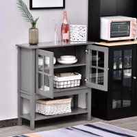 HOMCOM Aparador Vitrina Multifuncional para Entrada Cozinha Salas de Estar Aparador com Prateleiras 2 Portas e Anti-Tombo 80x28x84cm Cinza(m-13)