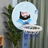 HOMCOM Tabela de Basquetebol 4 em 1 com Altura Ajustável para Crianças acima de 3 Anos Centro de Atividades 58x56x154cm Azul(m-9)