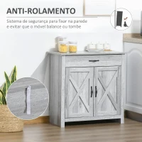 HOMCOM Aparador de Cozinha com 1 Gaveta e Prateleira Interior Ajustável Móvel Auxiliar Decorativo para Sala de Jantar Sala de Estar 80x39,7x80cm Cinza(m-6)