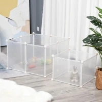 PawHut Recinto para Pequenos Animais Modular de Metal com 12 Painéis e 24 Conectores para Coelhos Porquinhos da Índia 105x105x45 cm Branco(m-10)