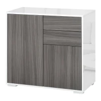 HOMCOM Aparador Auxiliar com 2 Portas 2 Gavetas e Prateleira Ajustável Abertura a Pressão Móvel Organizador de Armazenamento para Dormitório Sala de Estar 79x36x74cm Cinza(m-1)