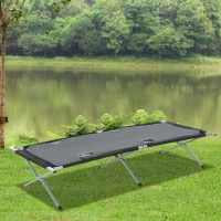 Outsunny Cama de acampamento dobrável de alumínio com bolsa de transporte portátil carga 114 kg  210x86x42 cm cinza(m-2)