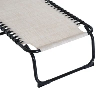 Outsunny Espreguiçadeira Dobrável e Ajustável em 4 Posições Espreguiçadeira Reclinável de Jardim para Exterior Estrutura de Aço 197x58x76cm Creme(m-8)
