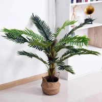 Outsunny Planta Artificial Cycas Artificial 123cm com bastões naturais Árvore decorativa da planta Sintético com vaso de flores(m-2)