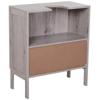 kleankin Armário para Lavatório Pousar com 2 Portas Móvel para Casa de Banho Compacto 60x30x70cm Madeira Acinzentado(m-12)