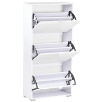 HOMCOM Armário de Sapatos Moderno Sapateira para Corredor Entrada com 6 Prateleiras de Armazenamento Espaço de Exibição 60x26x124cm Branco(m-4)