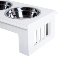 PawHut Comedouro Elevado para Cães com Suporte e 2 Tigelas Amovíveis de Aço Inoxidável Alimentador para Animais de Estimação 44x24x15 cm Branco(m-9)
