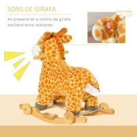 HOMCOM Baloiço Infantil em Forma de Girafa para Crianças acima de 3 Anos Baloiço 2 em 1 com Rodas e Sons 63x38x63cm Multicolor(m-5)