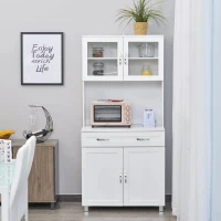 HOMCOM Armário de cozinha com prateleiras internas ajustáveis ​​e gaveta 80x48x170 cm Branco(m-2)