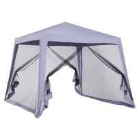 Outsunny Tenda de Jardim 3x3m com 4 Partes Laterais Mosquiteiro com Zíper Proteção UV para Patio Cinza