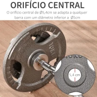 HOMCOM Conjunto de 6 Discos de Peso 35kg Discos Olimpicos com Orifício Central de Ø5,4cm para Treinamento em Casa Academia Prata(m-4)