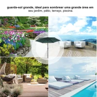 Outsunny Chapéu de Sol de Jardim Ø270x235cm Chapéu de Sol de Alumínio Reclinável com Manivela e 6 Hastes para Terraço Exterior Balcão Verde(m-10)