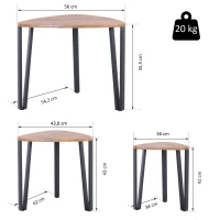 HOMCOM Conjunto de 3 Mesas de Café Nido Mesa de Café Moderna Mesa Auxiliar Mesas de Café para sala de estar 56x54.2x45.4 cm(m-3)
