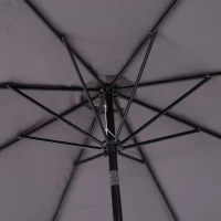 Outsunny Chapéu de Sol de Jardim Ø295x250cm com Manivela Chapéu de Sol Exterior com Mecanismo de Inclinação e Mastro Desmontável de Metal para Terraço Piscina Pátio Cinza Escuro(m-10)