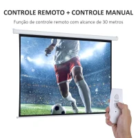 HOMCOM Tela de Projeção Elétrica Portátil Universal 84" 4:3 com Controlo Remoto Suspensa na Parede 171x130 cm Branco(m-5)