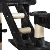 PawHut Árvore arranhador para Gatos com Altura Ajustável Plataformas Múltiplas Caverna Cestas e Escadas em Sisal Natural e Pelúcia 60x45x240-260 cm Cinza Escuro(m-8)