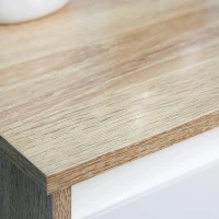 Kleankin Armário Casa de Banho Baixo Armário de Madeira com Gavetas e 2 Prateleiras para Sala de Estar Dormitório Cozinha 32,6x30x90cm Natural e Branco(m-6)