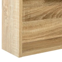 kleankin Armário para banheiro de madeira montado na parede com espelho, porta de vidro e prateleira aberta ajustável  60x 15x 76cm em grão de carvalho(m-6)