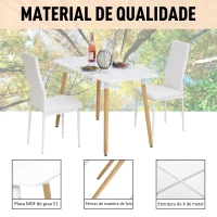 HOMCOM Mesa de Sala de Jantar Estilo Nórdico Mesa de Cozinha com Pés de Madeira de Faia Estrutura de Metal 120x60x75 cm Branco(m-6)