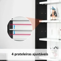 HOMCOM Vitrine de Parede de Madeira com Prateleiras Ajustáveis e 2 Portas Corredeiras de Vidro para Coleções Perfumes Bonecos de Decoração 80x9,5x60cm Preto(m-6)