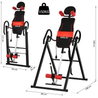 HOMCOM Mesa de Inversão Dobrável com Cintura Acolchoada e Cinto de Segurança Carga Máxima 150 kg(m-3)