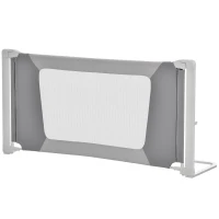 HOMCOM Barreira de Cama para Crianças de 150cm com Altura Ajustável Barreira de Cama Infantil Proteção Anti Queda com Estrutura de Alumínio 150x44x77,5-104,5cm Cinza(m-1)