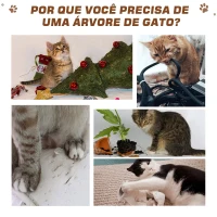 PawHut Árvore para gatos com Caverna de Pelúcia Postes de juta Plataforma confortável 61x41x96 cm Bege e Café(m-7)