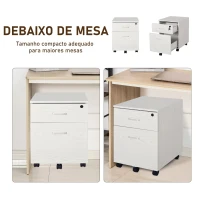 Vinsetto Bloco de Gavetas de Madeira Móvel para Arquivos de Escritório com 2 Gavetas para Escritório Secretaria 41x39x58cm Branco(m-5)
