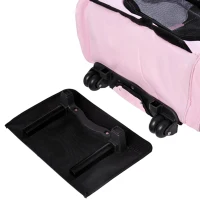 PawHut Transportadora 2 em 1 para Animais de Estimação Mochila ou Carrinho de Viagem para Cães e Gatos com 2 Rodas Alça Retrátil de Alumínio e Bolso de Armazenamento 42x25x55cm Rosa(m-9)