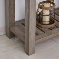 HOMCOM Mesa consola tipo aparador estilo colonial com prateleira inferior espaçosa carga 60kg 120x39x81 Cinza(m-9)