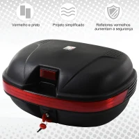 HOMCOM Mala para Motocicleta Mala para Mota Capacidade de 43L com Fechadura e 2 Chaves 55,5x41x27,5 cm Preto e Vermelho(m-5)