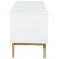 HOMCOM Móvel de TV para Televisores de até 65 Polegadas com 2 Armários Prateleiras Abertas e Puxador Oco 150x39x50 cm Branco e Madeira(m-12)