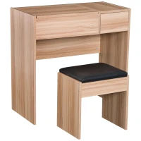 HOMCOM Toucador de Maquilhagem com Branco e Tampa Dobrável Mesa de Maquilhagem com Compartimentos e Gaveta 80x40x79cm Madeira(m-10)