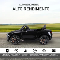 HOMCOM Bentley GT elétrico licenciado para crianças de 3-5 anos 2 velocidades com controle remoto farois musica preto(m-4)