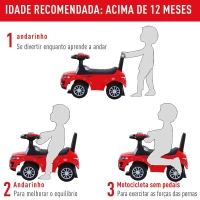 HOMCOM Carro andador para bebé sem Pedais com Alto-falante 60x38x42cm Vermelho(m-6)