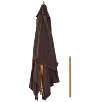 Outsunny Chapéu de Sol de Jardim com Sistema de Polia Teto Ventilado e Mastro de Madeira para Terraço Pátio Exterior 2,95x2x2,55m Café(m-9)