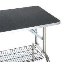 PawHut Mesa de tosquia para Animais de Estimação dobrável com pés de aço inoxidável Estante de armazenamento carga 150kg  90x60x75 cm(m-6)