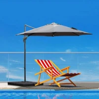 Outsunny Base para Chapéu de Sol com 4 Peças Suporte para Chapéu de Sol para Jardim Pátio Exterior 51x51x12 cm 9.8Kg Preto(m-4)