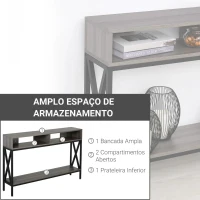 HOMCOM Mesa Consola Móvel de Entrada corredor Estilo Industrial Vintage com 3 Prateleiras e Estrutura Metálica 120x23,5x75cm Cinza e preto(m-4)