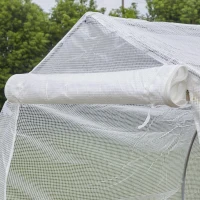 Outsunny Estufa Tipo Túnel 400x200x200cm Estufa de Jardim com 6 Janelas Transpiráveis e Portas Enrolável com Zíper para Cultivo de Plantas e Verduras Branco(m-9)