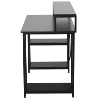 HOMCOM Mesa para Computador com Prateleiras Pés Ajustáveis ​​Moldura de Metal 140x60x93 cm(m-12)