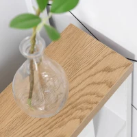 Kleankin Armário de casa de banho auxiliar Carrinho de armazenamento de 3 prateleiras com rodas e alça lateral 50x13x67,5 cm Branco(m-6)
